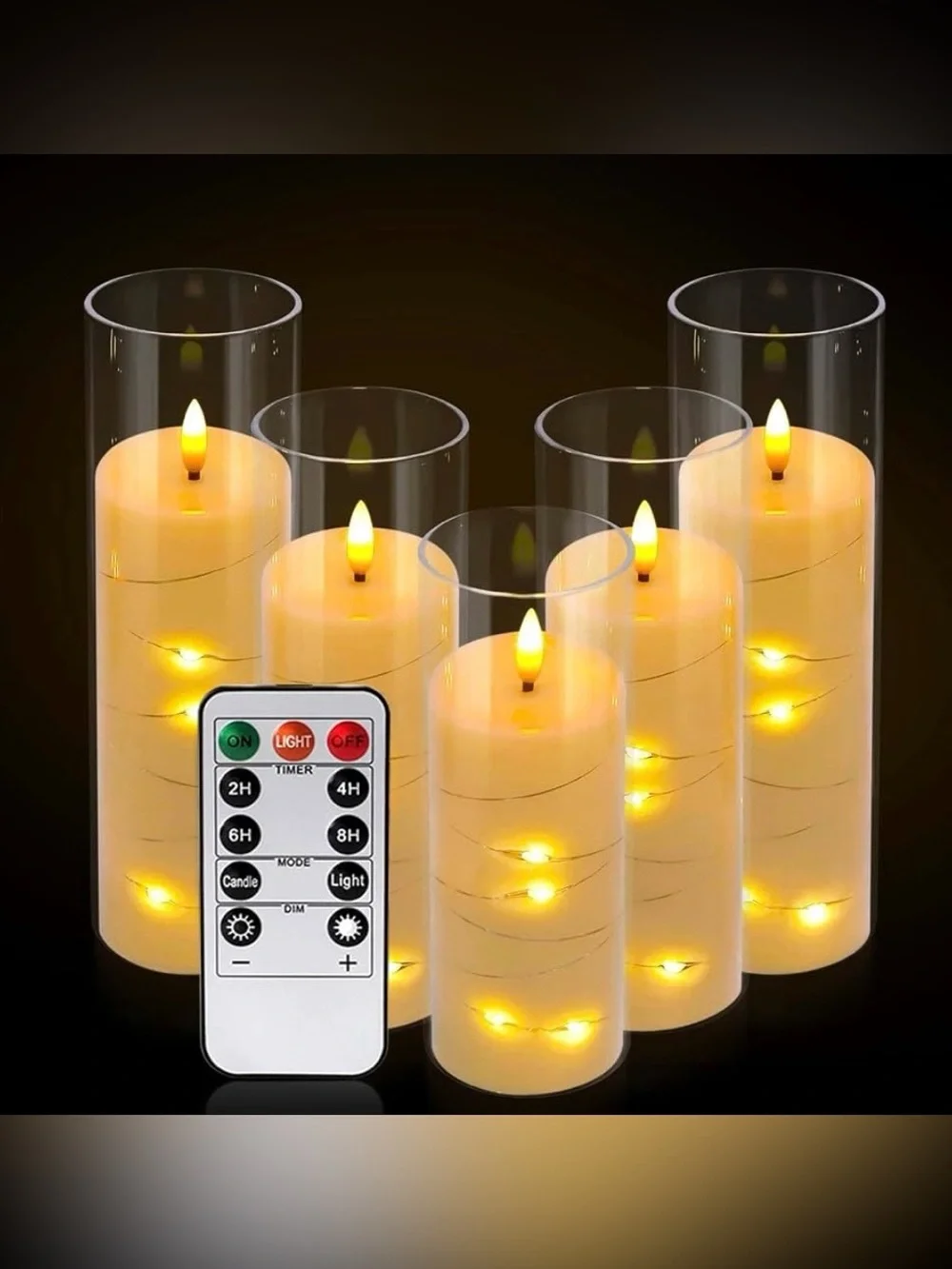 LED Flameless Pillar Candle Set with Remote - Ivory (5 Pack)